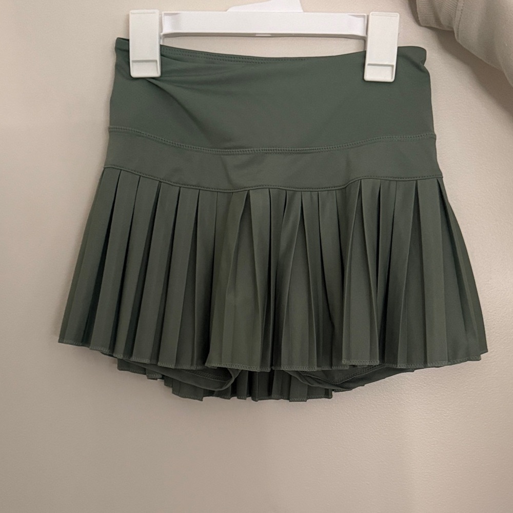 Pleated Mini Skirt in Green